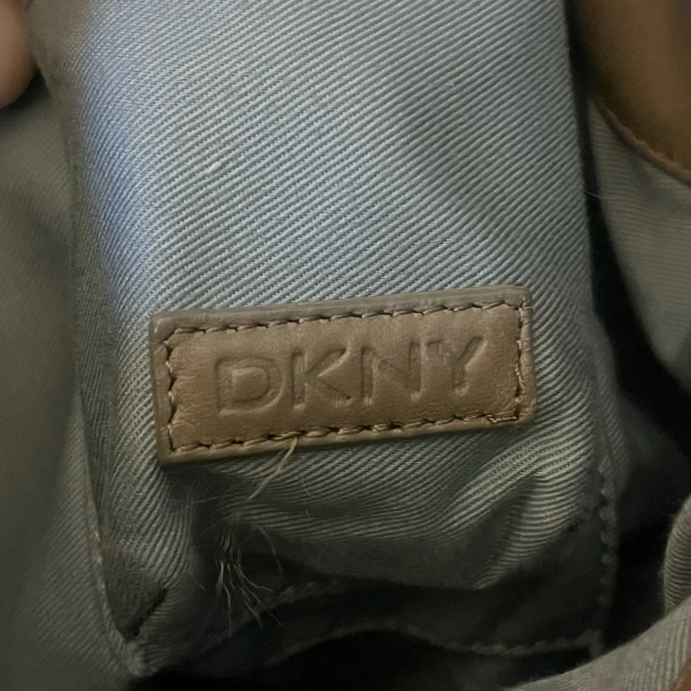 DKNY Brown Tan Leather   Drawstring Backpack  Purse